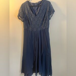 Elegant Blue Lace Dress